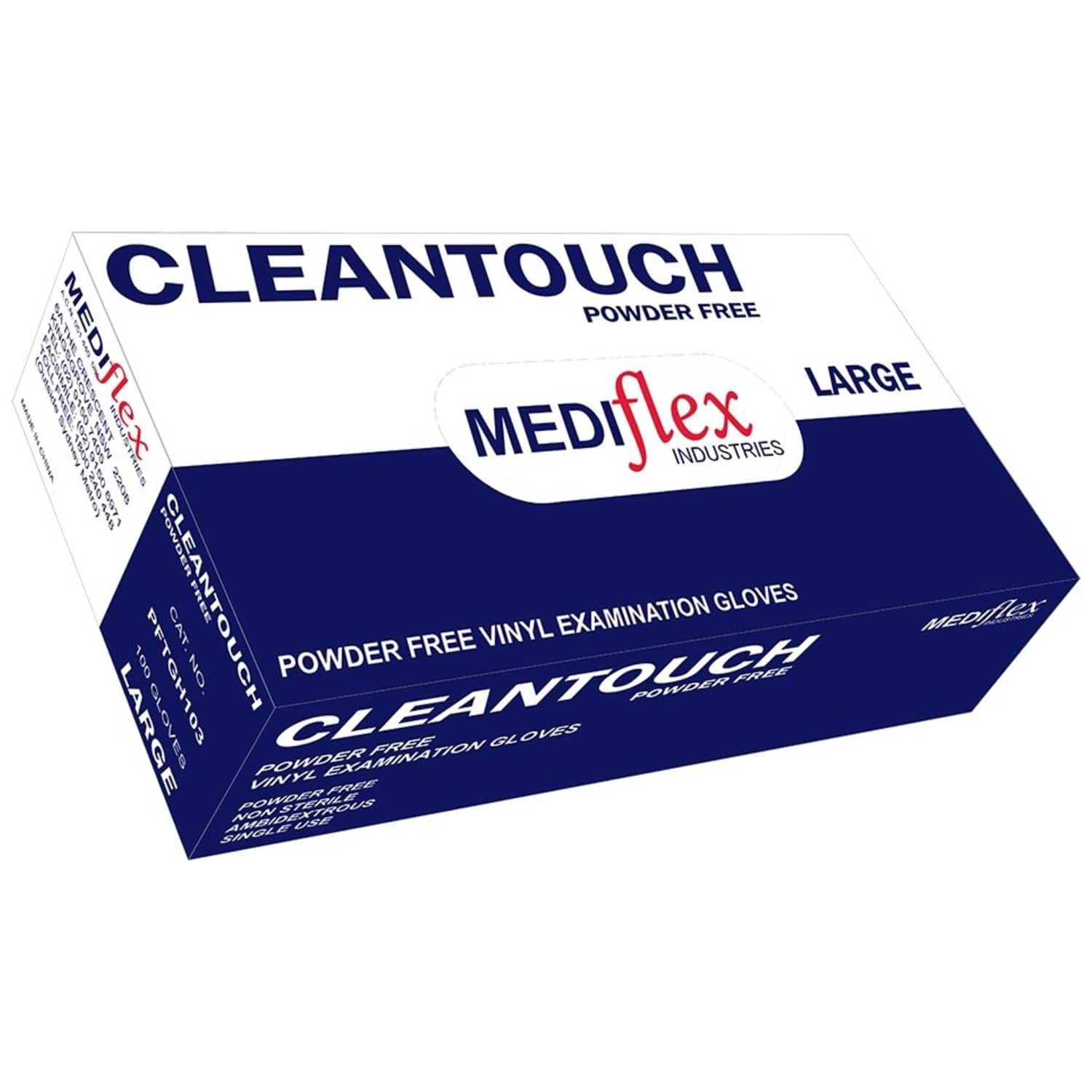 Cleantouch Vinyl P/Free Exam Gloves Bx100 Large